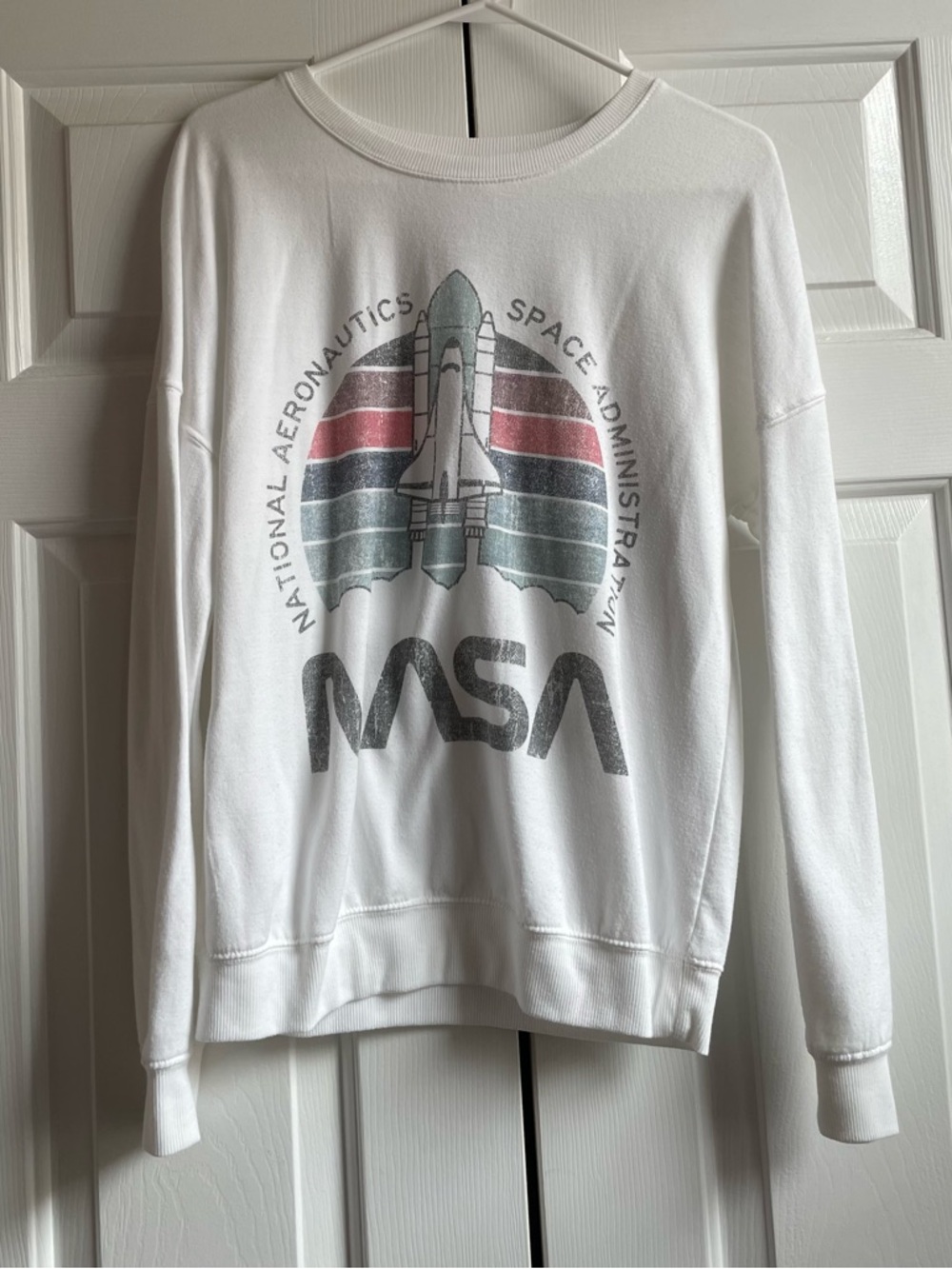 NASA Graphic White Crewneck Sweatshirt